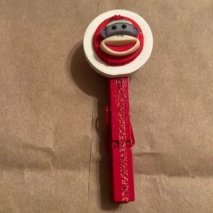 Adorable sock monkey clip for chips or papers.